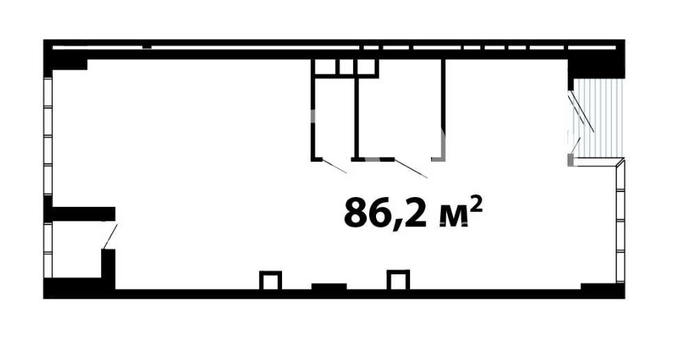 Планировка офиса 86.2 м², 1 этаж, ЖК «Ленинградка 58»