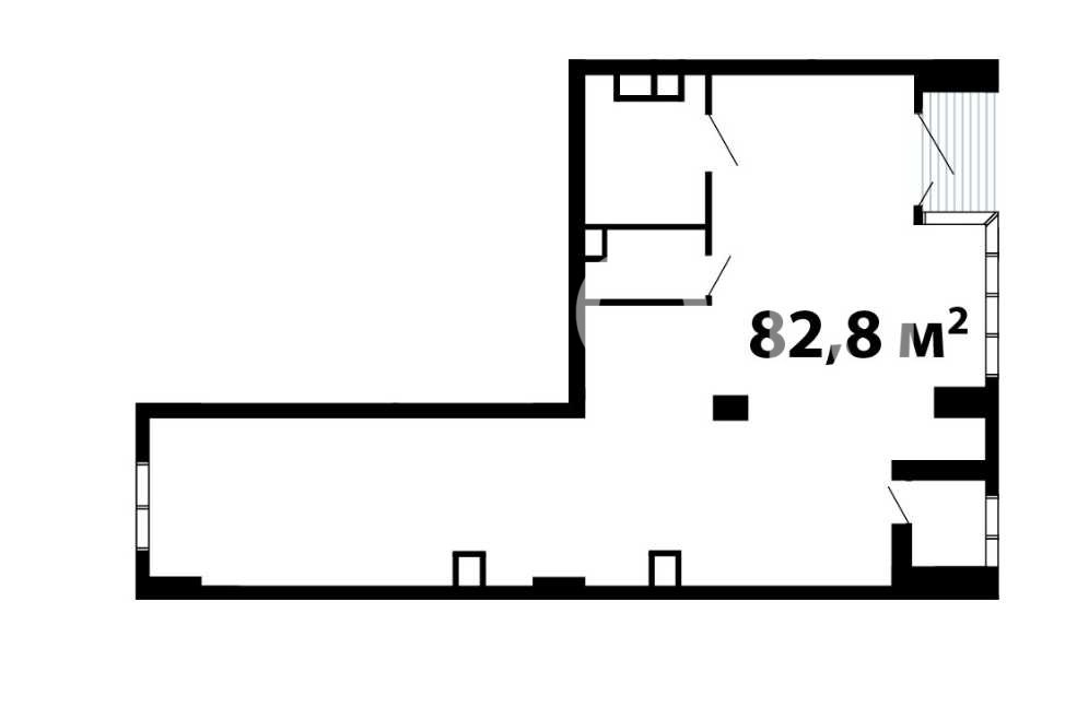 Планировка офиса 82.8 м², 1 этаж, ЖК «Ленинградка 58»